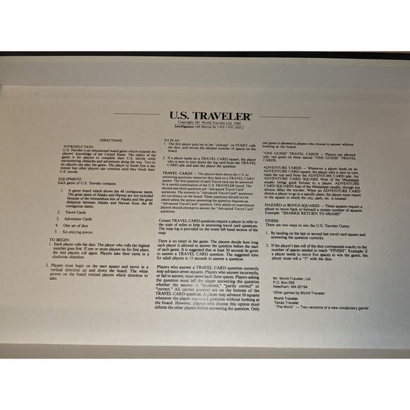 1980 US Traveler Vintage Board Game Learning Education Race Across the USA Rare - Picture 7 of 11